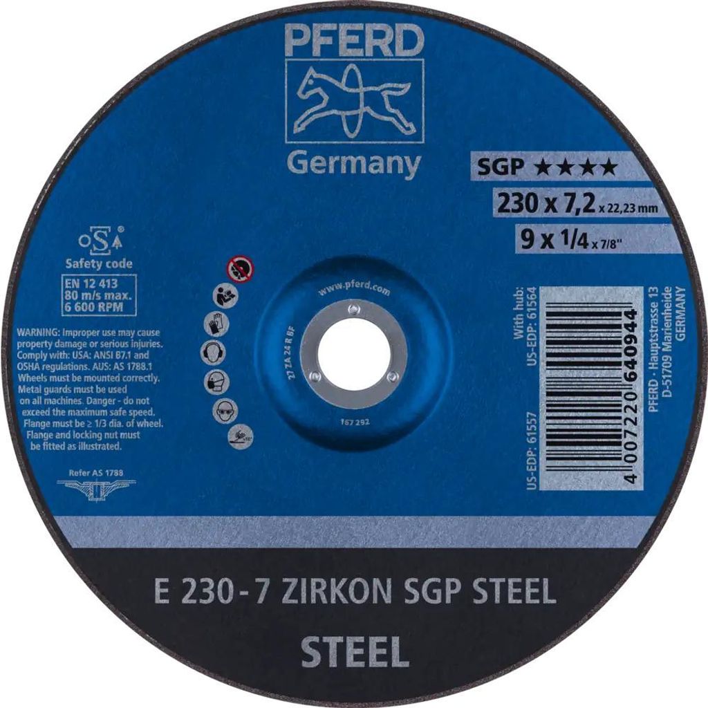 PFERD TOOLS Schruppscheibe E ZIRKON Speziallinie SGP STEEL für Stahl