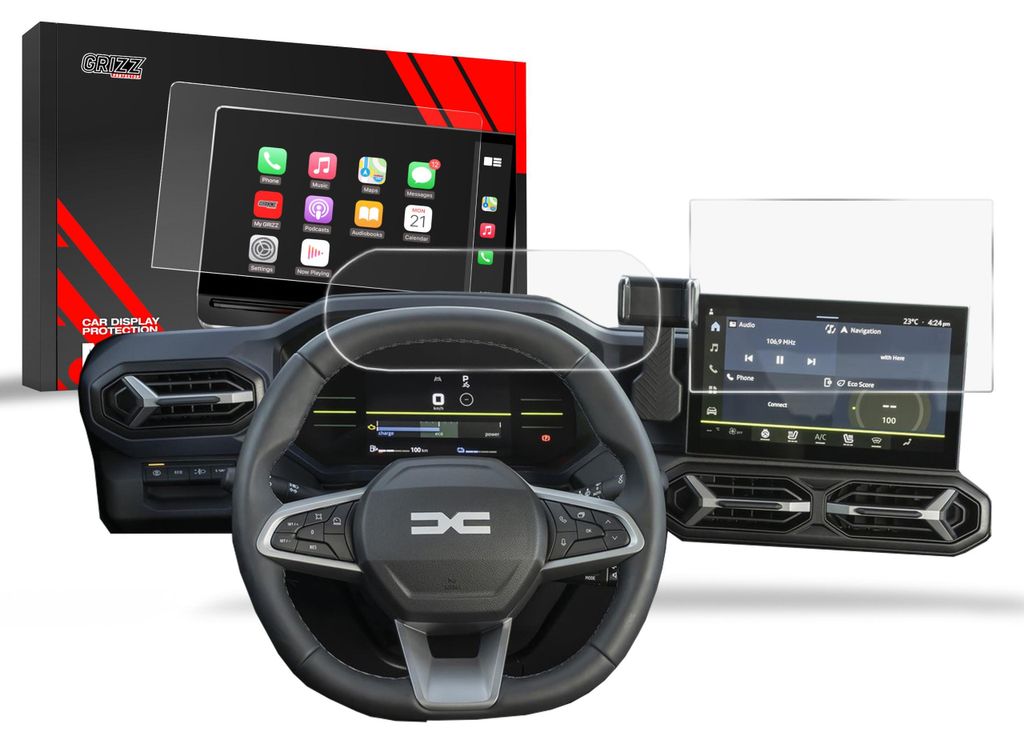 Matte Autodisplayfolie 2in1 für Dacia Spring 10" (2024-2025), Grizz Protector