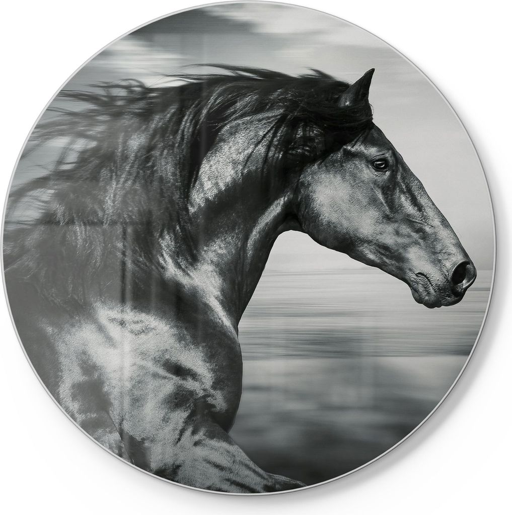 DEQORI Schneidebrett Glas Ø30 cm 'Galoppierendes Pferd' Schneideplatte groß