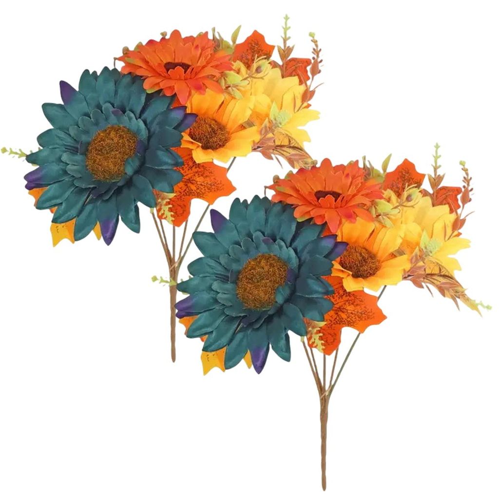 2er-Pack künstliche Herbstblumen, Sonnenblumen-Dekoration, künstlicher Sonnenblumen-Herbststrauß, Blumenarrangement aus Seidenblumen für Tischd...