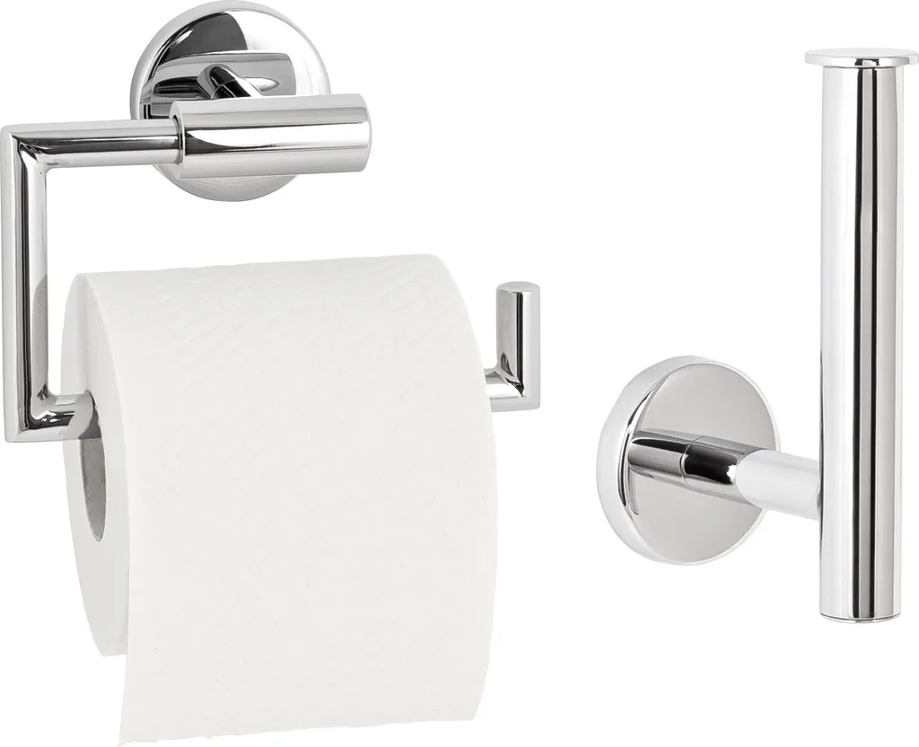 bremermann serie bagno LUCENTE set di 2 - 1x portarotolo e 1x portarotolo di riserva in acciaio inox cromato