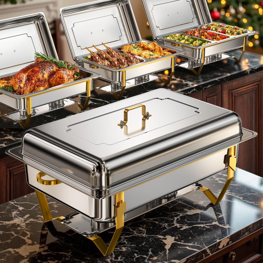 Warmounts Obdĺžnikové zlaté ohrievacie misy Buffet Set of Obrázok produktu 