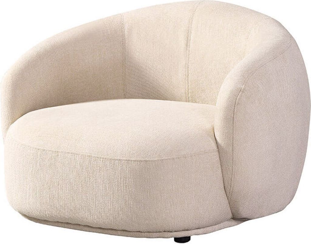 HOME DELUXE Sessel CASARA Webstoff Beige - 99 x 104 x 72 cm I Runder Sessel, Wohnzimmer, Sessel Abgerundeter