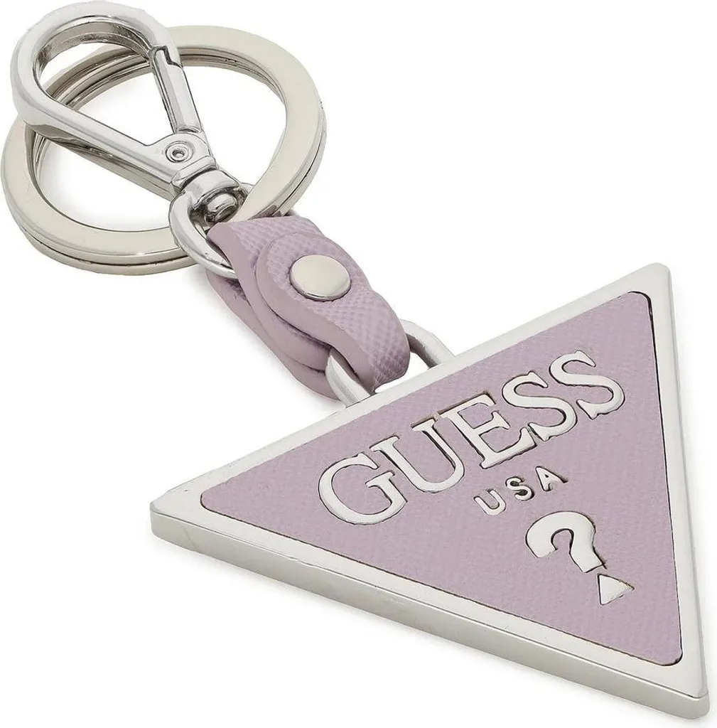 Porte-clés Guess lilas en métal résistant avec logo gravé