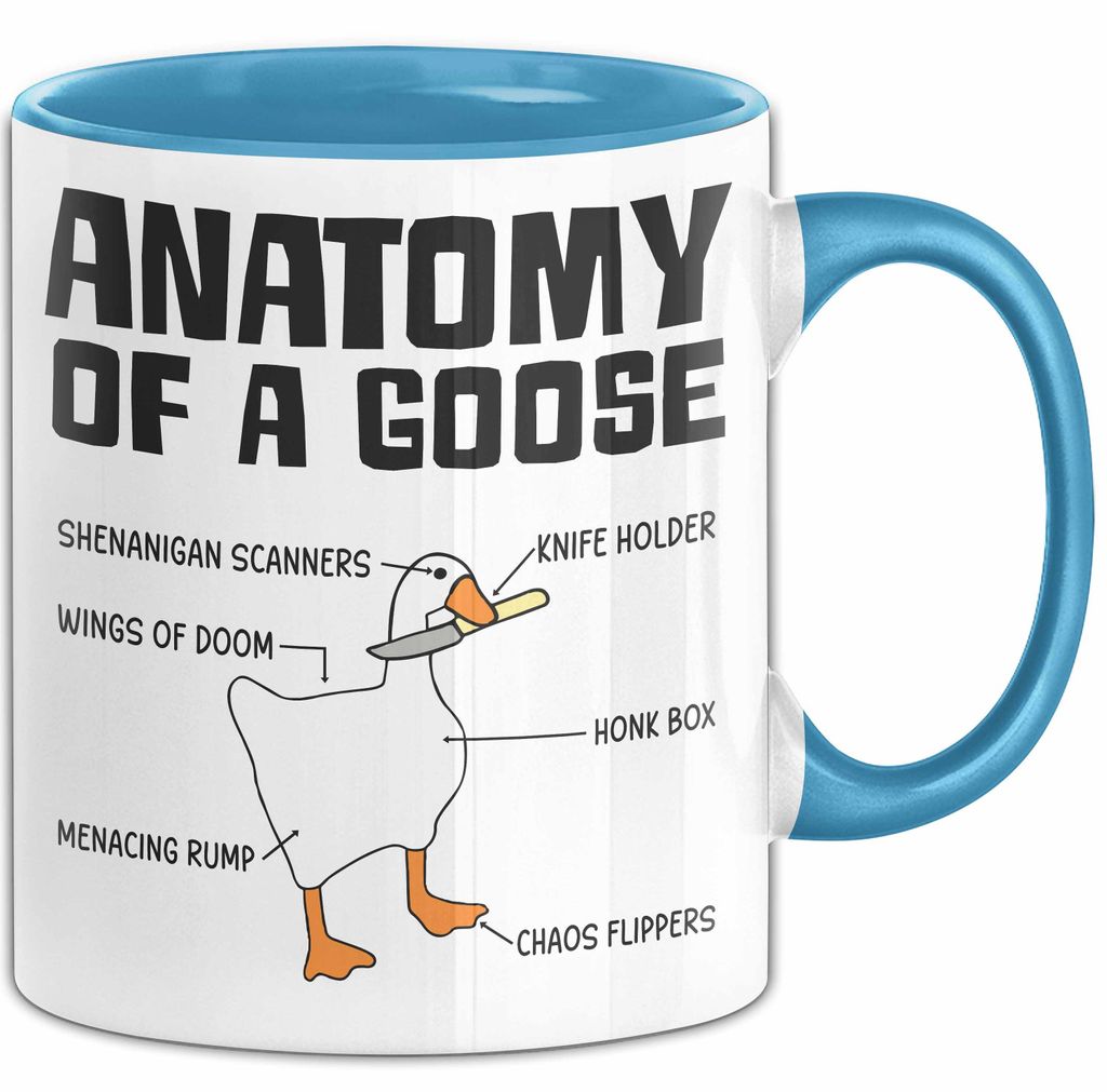 Gans Tasse Geschenk Mit Humor Anatomy Of A Goose Knife Holder Wings Of Doom Kaffee-Becher (Blau)