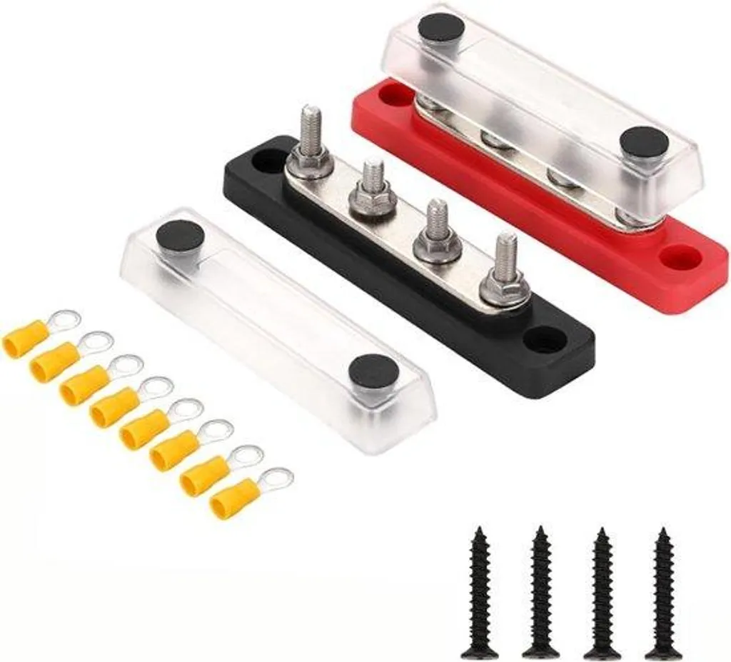 Bloc de distribution de courant 4 plots pour batterie de bateau et camping-car