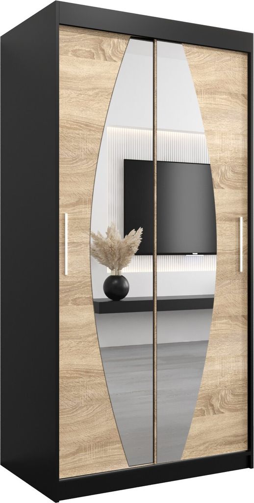 Kleiderschrank, Schiebetürenschrank Schlafzimmer, Schrank mit Spiegel ELYPSE 100 cm