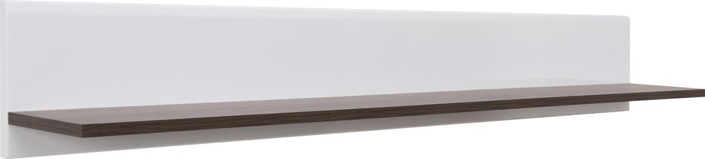 Hängeregal / Wandregal Comillas 06, Farbe: Nuss / Weiß - 23 x 160 x 22 cm (H x B x T)