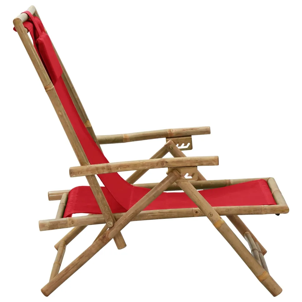 Sedia Relax in Bambù vidaXL Rossa: Comfort Naturale e Regolabile - 4