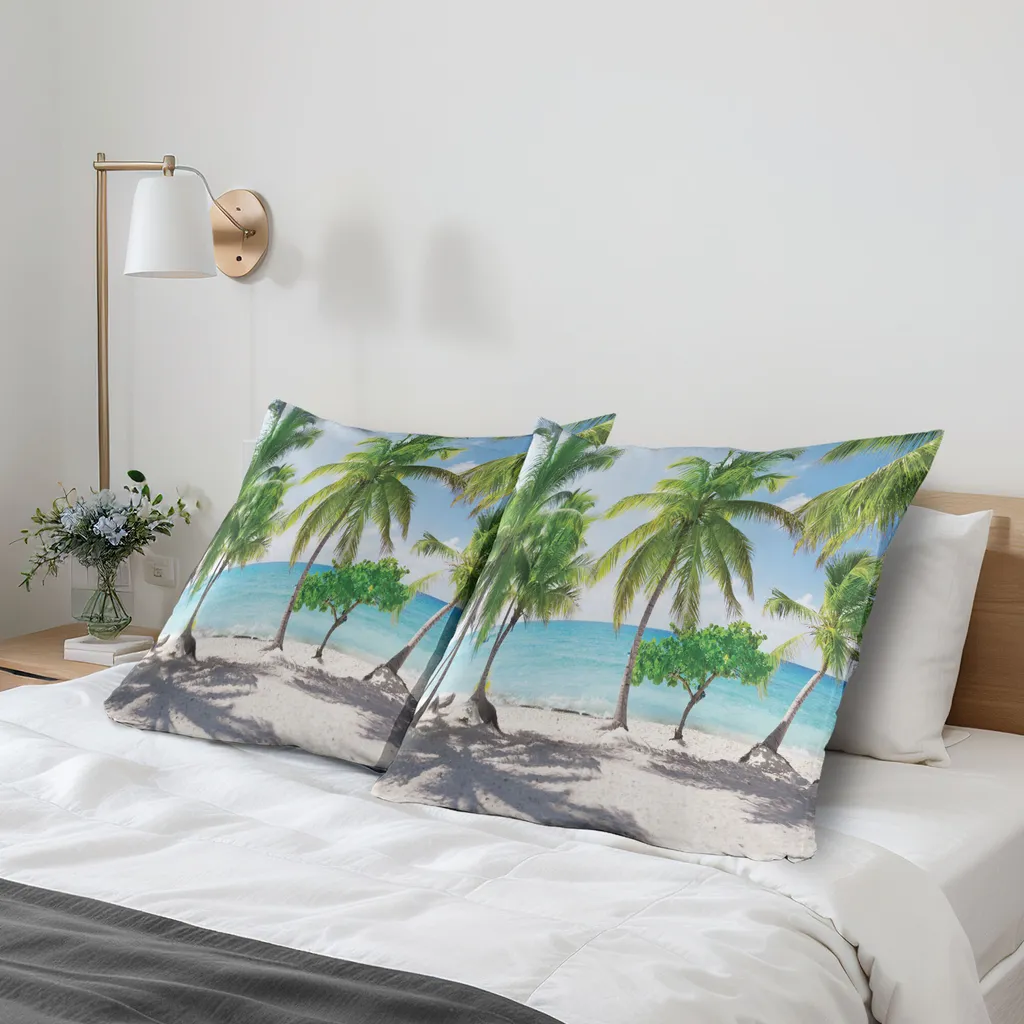Set 2 Federe 80x80 ABAKUHAUS Catalina Island - Arredo Tropicale Acquamarina - 2