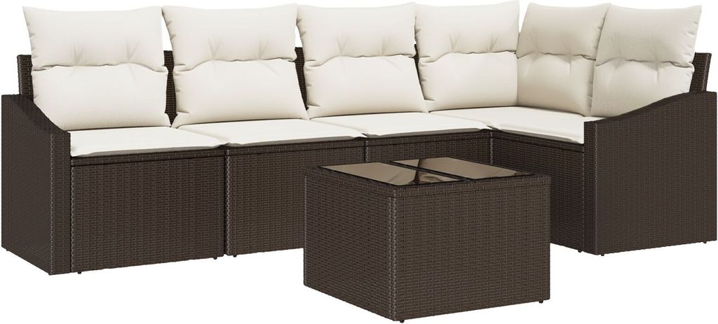 Möbel 5-teiliges Garten-Dining-Set mit Kissen in Grau und Poly Rattan - Gartensofas 3355397