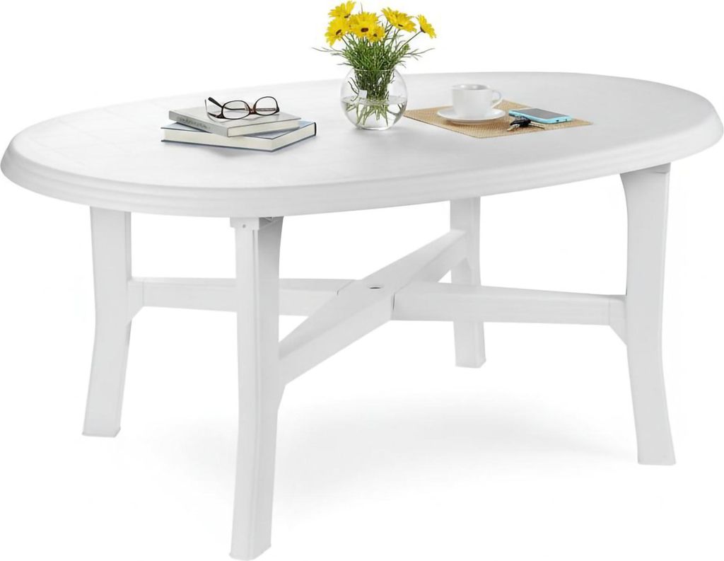 Simmsville - Outdoor-Tisch, 165x110x72 cm Weiß, 6 Plätze Italy