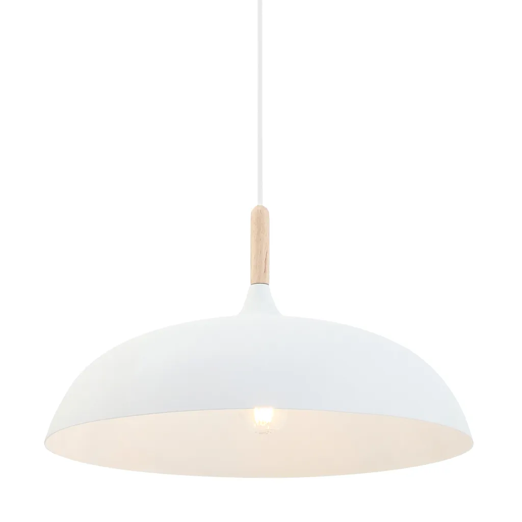 Luminaire Suspension Cuisine et Salle à Manger Blanc et Bois 45 cm