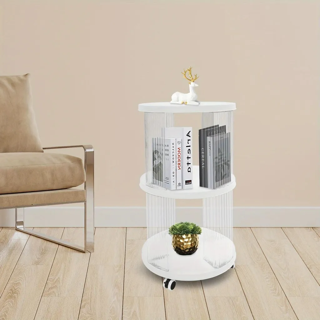 Bibliothèque pivotante 360 degrés robuste étagère d'angle design moderne
