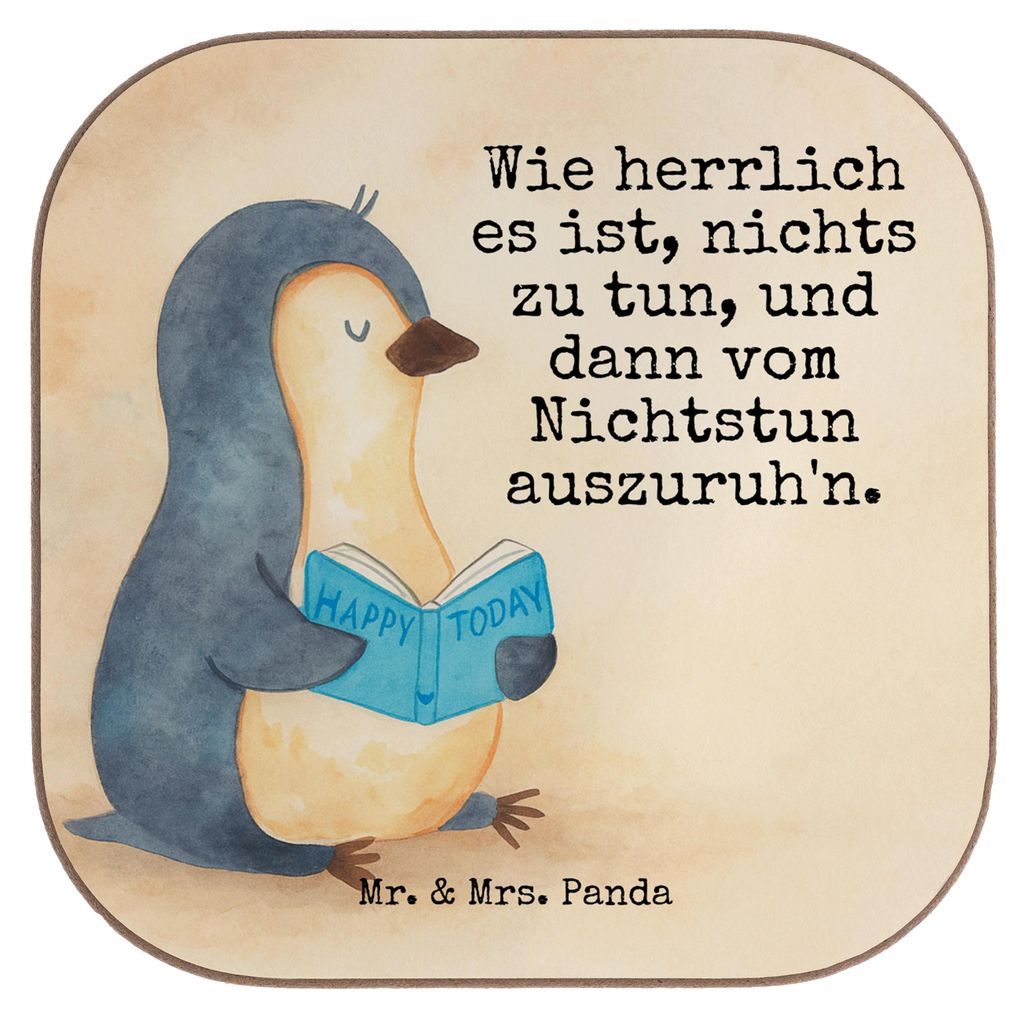 Mr. & Mrs. Panda Untersetzer für Gläser Pinguin Buch Design - Weiß - Geschenk, Holzuntersetzer, Tassen, Urlaub, Coaster, Tischuntersetzer, Ferien