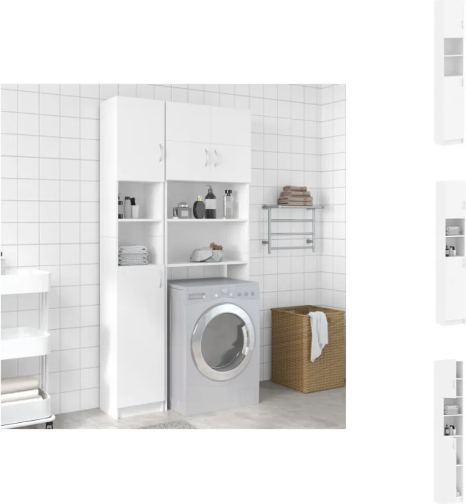 vidaXL Mobile da bagno bianco 32×25,5×190 cm in legno - Set di mobili da bagno