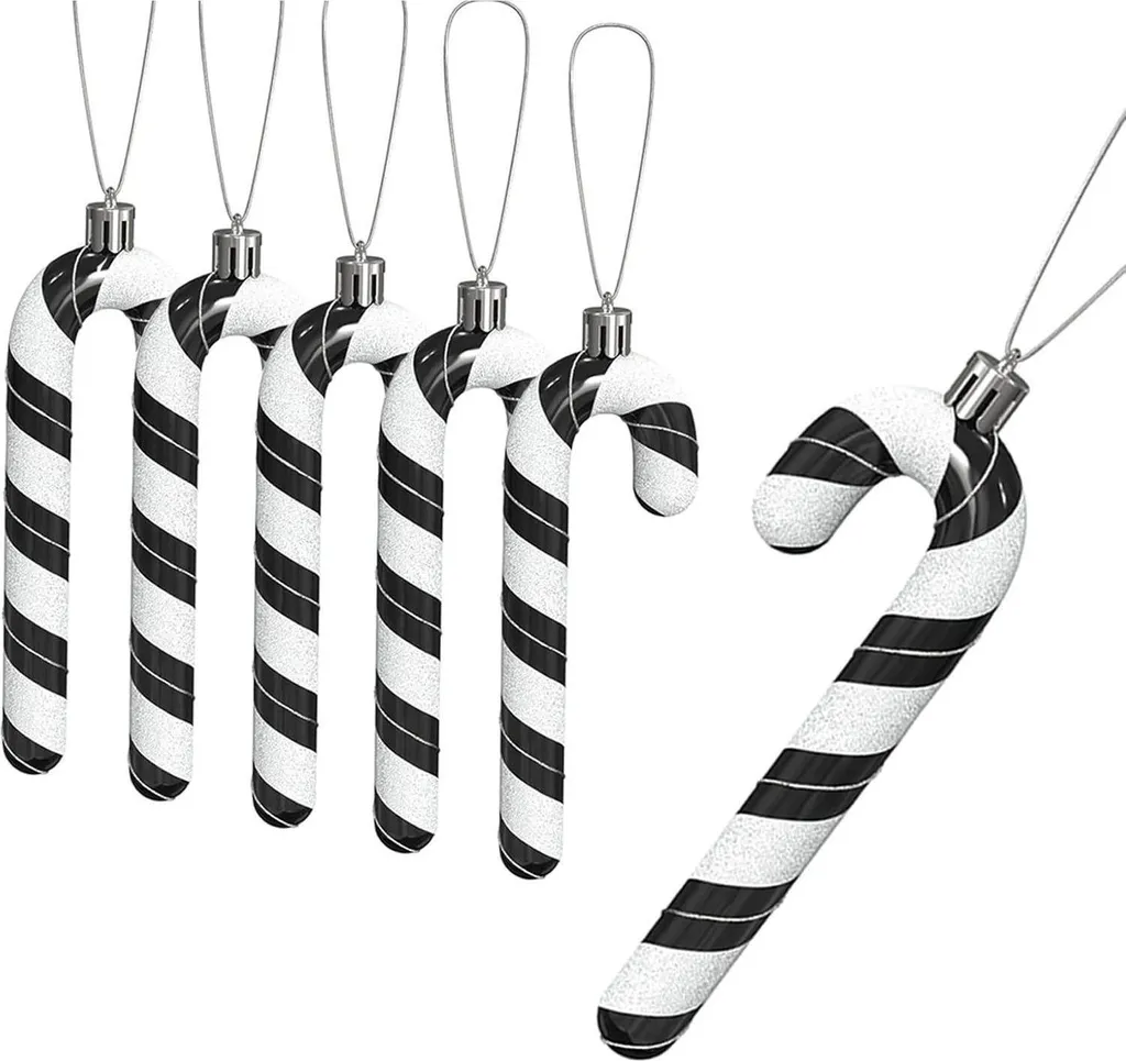 Ornements de Noël Incassables Cannes à Sucre Scintillantes en Lot de 6