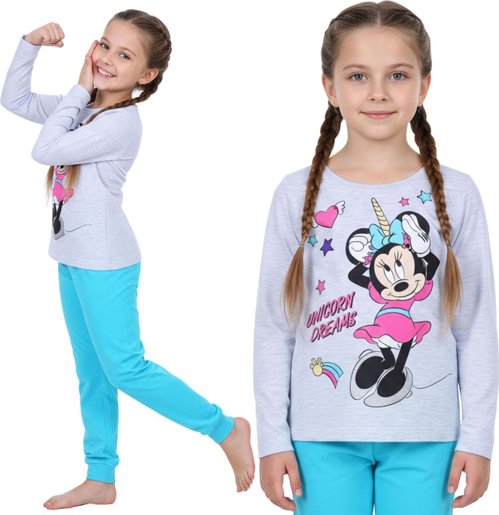 DISNEY Minnie Mouse BAUMWOLL-Pyjama für Mädchen, ZWEITEILIGER Pyjama mit langen Ärmeln, 100% BAUMWOLLE 110