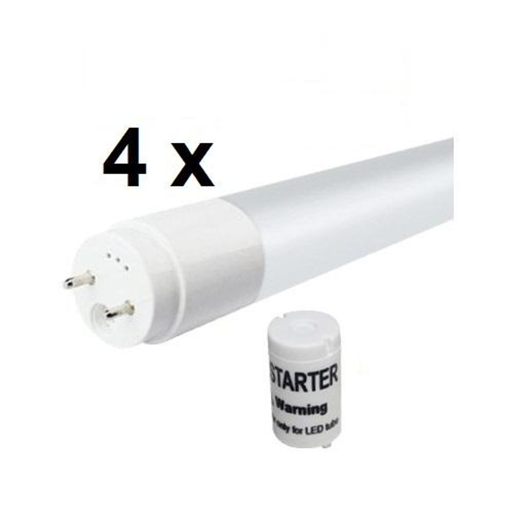 4 x 120 cm LED-Röhre T8 / G13, 18 Watt, 2430 Lumen, 300° Ausstrahlung, Lichtfarbe Tageslichtweiß / Kaltweiß 6000 Kelvin, ideal für Deckenleuch...