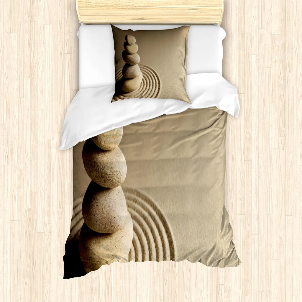 Housse de couette anti-acariens 135x200 cm pour allergiques, motif Zen