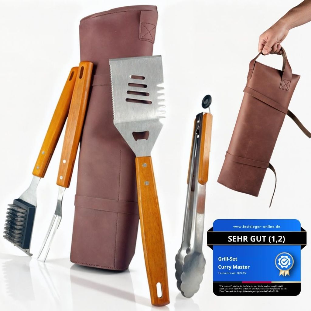 Grillbesteck Set Grillset für Männer Geschenk Grillzubehör Produktbild 