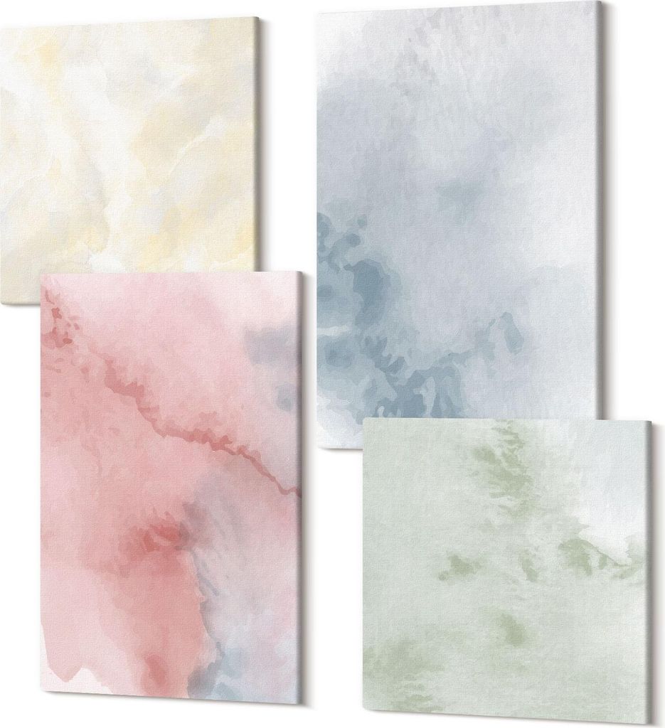 Wandbilder Leinwand 4-teilig – – Polycanvas Kunstdruck – Moderne Bilder für Wohnzimmer & Schlafzimmer – Aufhängefertig – 2x 40x40 cm + ...