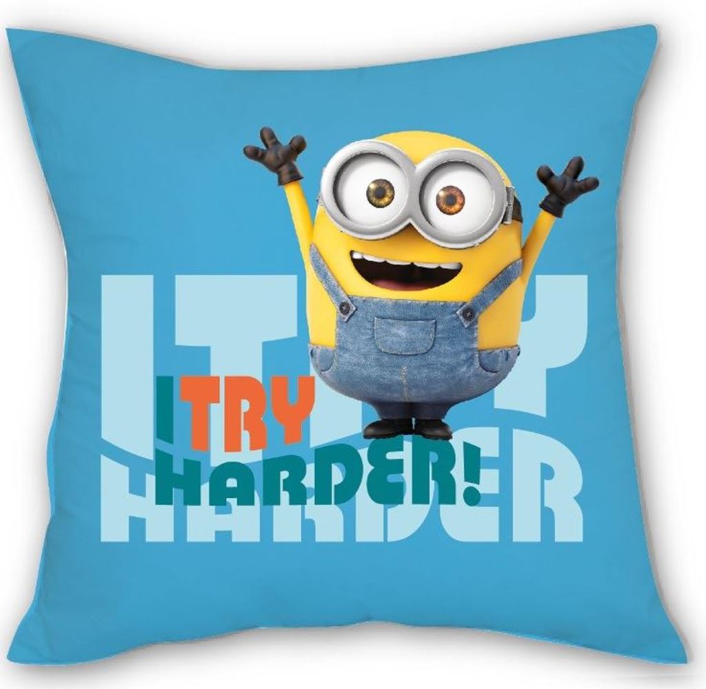 Minions Kissen Dekokissen 30x30cm I Try Harder Produktbild 