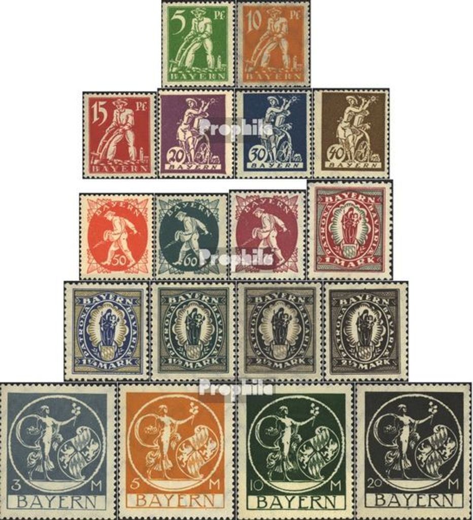 Briefmarken Bayern 1920 Mi 178-195 (kompl.Ausg.) postfrisch Abschiedsserie