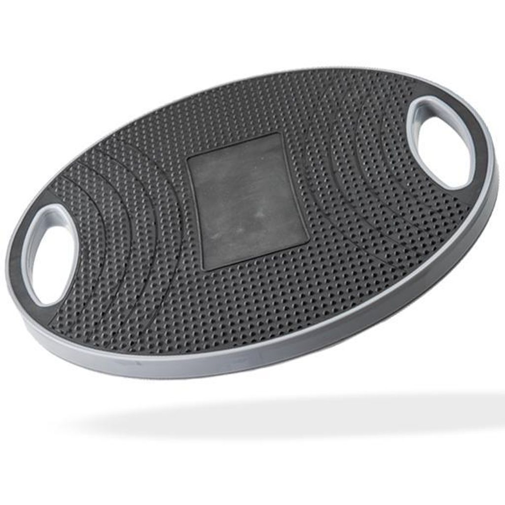 Matchu Sports Balance Board mit Griff Ø 42 cm, 130 kg Belastbarkeit, Schwarz, Grau - rutschfestes Wackelbrett - Balancebrett - Wippbrett