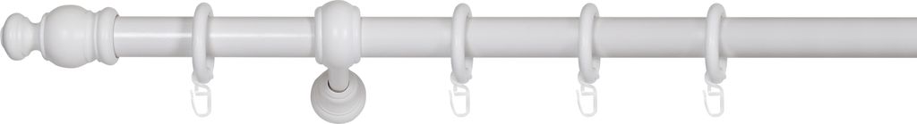Gardinenstange Holz 28mm 1-lauf Komplettgarnitur Vorhangstange Farbe: weiss, Größe: 160 cm