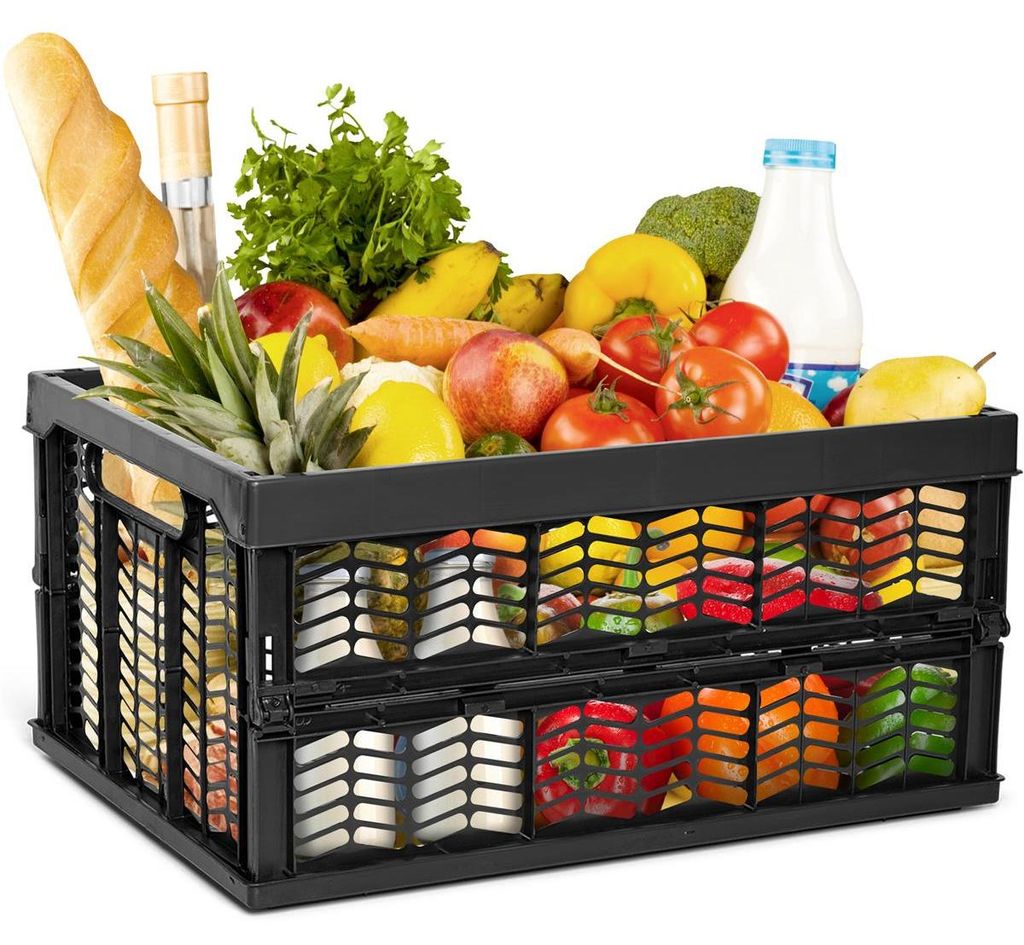 Novaliv Einkaufskorb Klappbox | 30L Schwarz faltbar stabil| Produktbild 