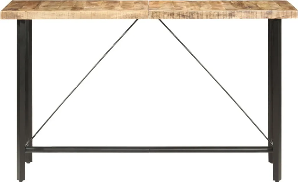 Table de bar industrielle bois de manguier massif et métal 180 cm