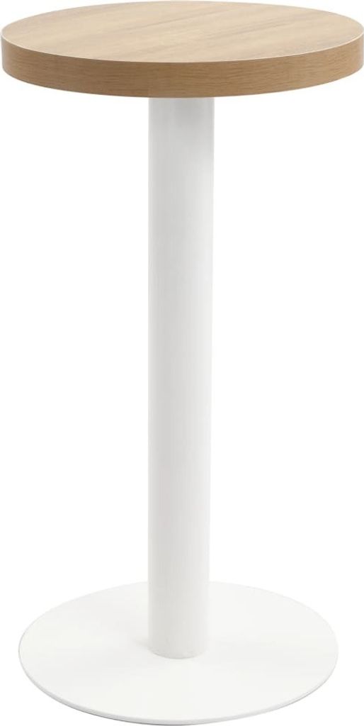 Bistrotisch FLORI rund Hellbraun/Weiß 40 cm MDF | Esstisch kleiner Tisch Cafe Gartentisch Balkontisch Outdoortisch