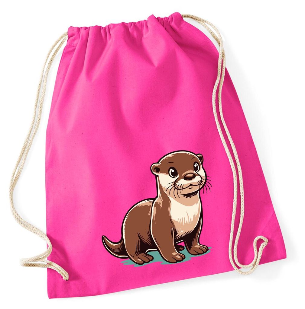 Huuraa Turnbeutel Otter Comic 12 Liter Fuchsia Baumwolle Rucksack Geschenkidee