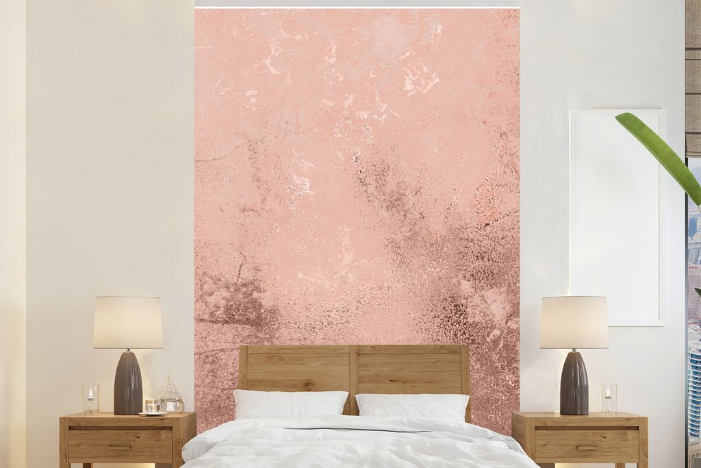 MuchoWow Fototapete für Wohnzimmer oder Schlafzimmer Wandtapete Vinyl Motivtapete Marmor - Stein - Rosa - 200x300 cm - Wanddekorationen