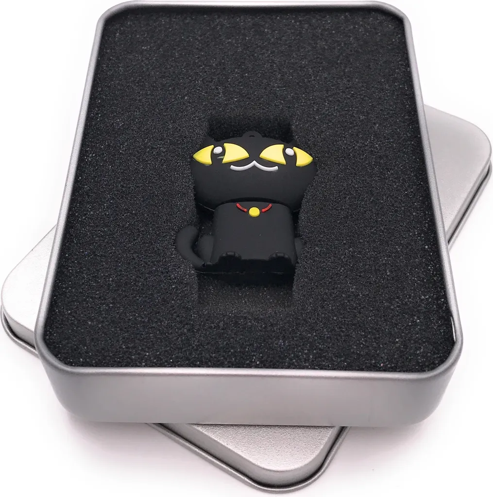 Clé USB 64 Go Idéale Cadeau Chat Noir Assis avec son Écrin en Alu