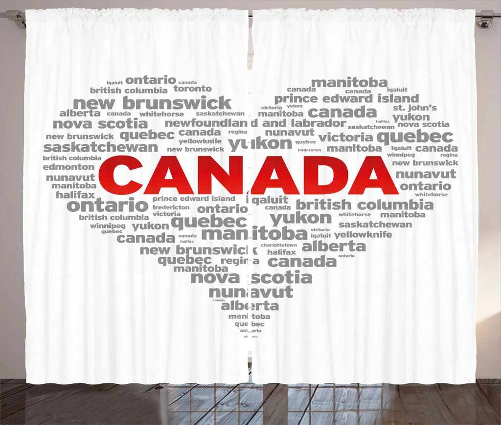 Grand Rideau calligraphie canadienne rustique en gris et blanc 280x225cm