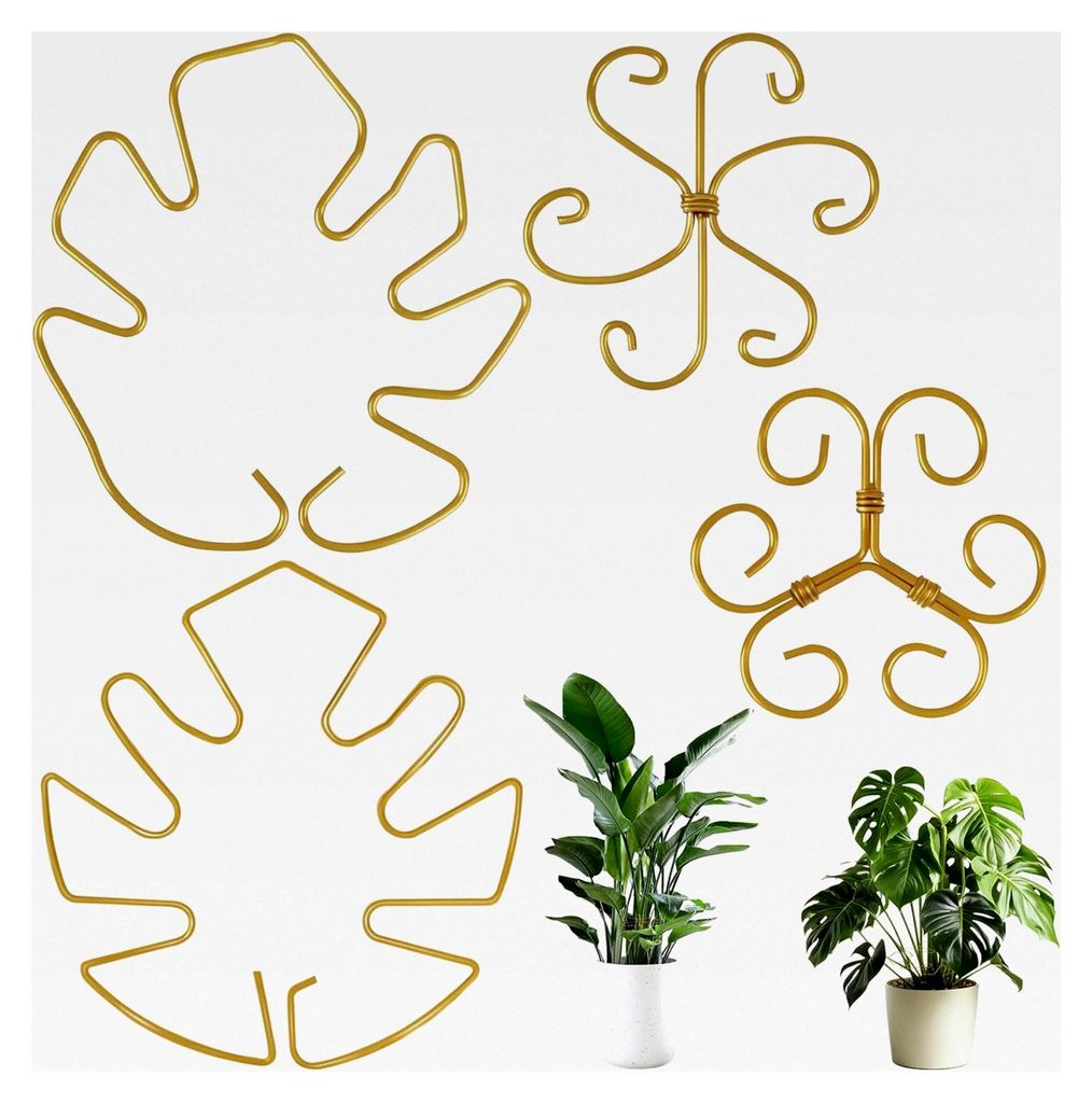 4-teiliger Pflanzenstamm-Stützhalter aus Metall, Monstera-Stabilisator, wiederverwendbares Gestell, verschiedene Größen, Wachstumszubehör für ...