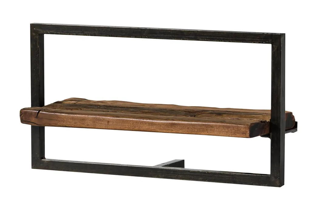 Étagère murale SEVILLA #08 en bois de récupération laqué marron