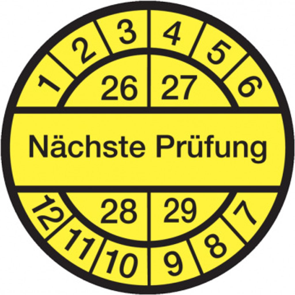 Dreifke Aufkleber Prüfplakette, Nächste Prüfung, schwarz/gelb, Folie, Ø 12, ...