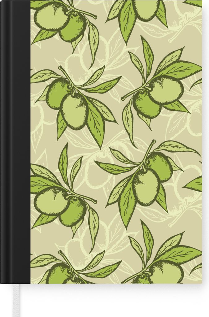 MuchoWow Notizbuch Tagebuch Haushaltsbuch Notebook A5 Olive - Blätter - Vegan - Design - Vintage - Notizblock - Notizheft - Notebook - Schreibbl...