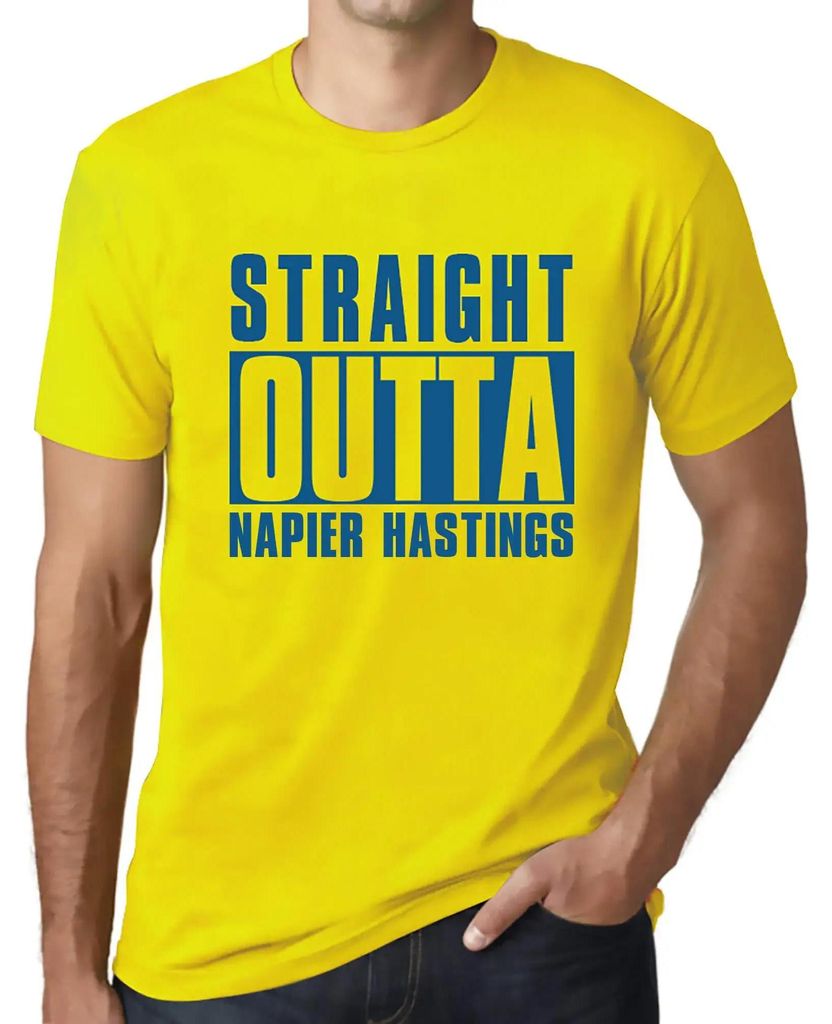 Herren Grafik T-Shirt Straight Outta Napier Hastings Öko-Verantwortlich Vintage Jahrgang Kurzarm Lustige Druck Geburtstag Geschenk Mann