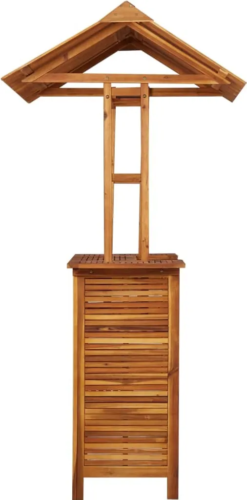 Table de bar d'extérieur robuste en acacia massif avec toit naturel - 6