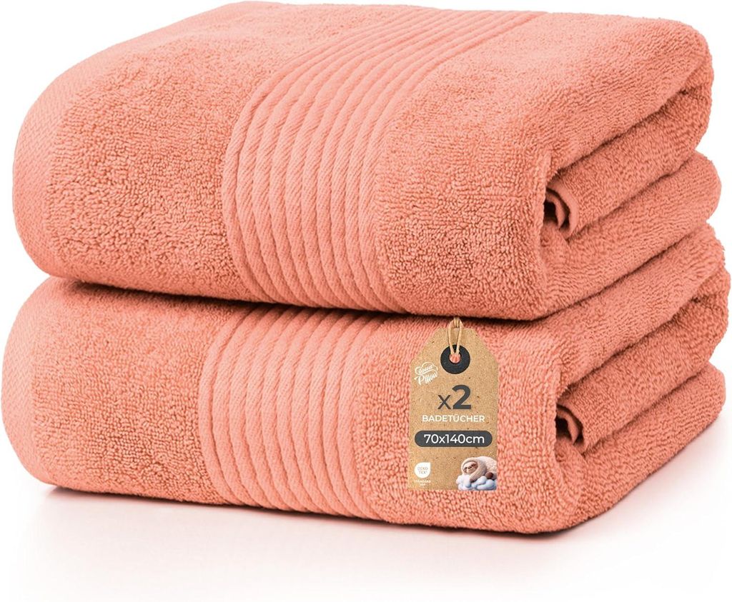 Cloud Pillow Duschtücher 2er Set 70x140 cm, 100% Baumwolle, 500 g/m2, weich, saugstark, langlebig, , für Bad & Wellness (Rosa)