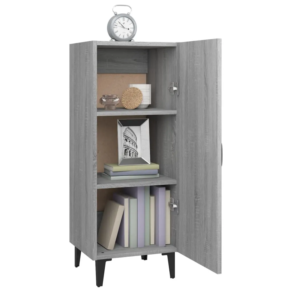 Credenza Con Ante In Vetro Grigio Sonoma, 35x37x142 Cm, 4 Scomparti, Legno Multistrato, Mobile Per Soggiorno Con Fissaggio A Parete