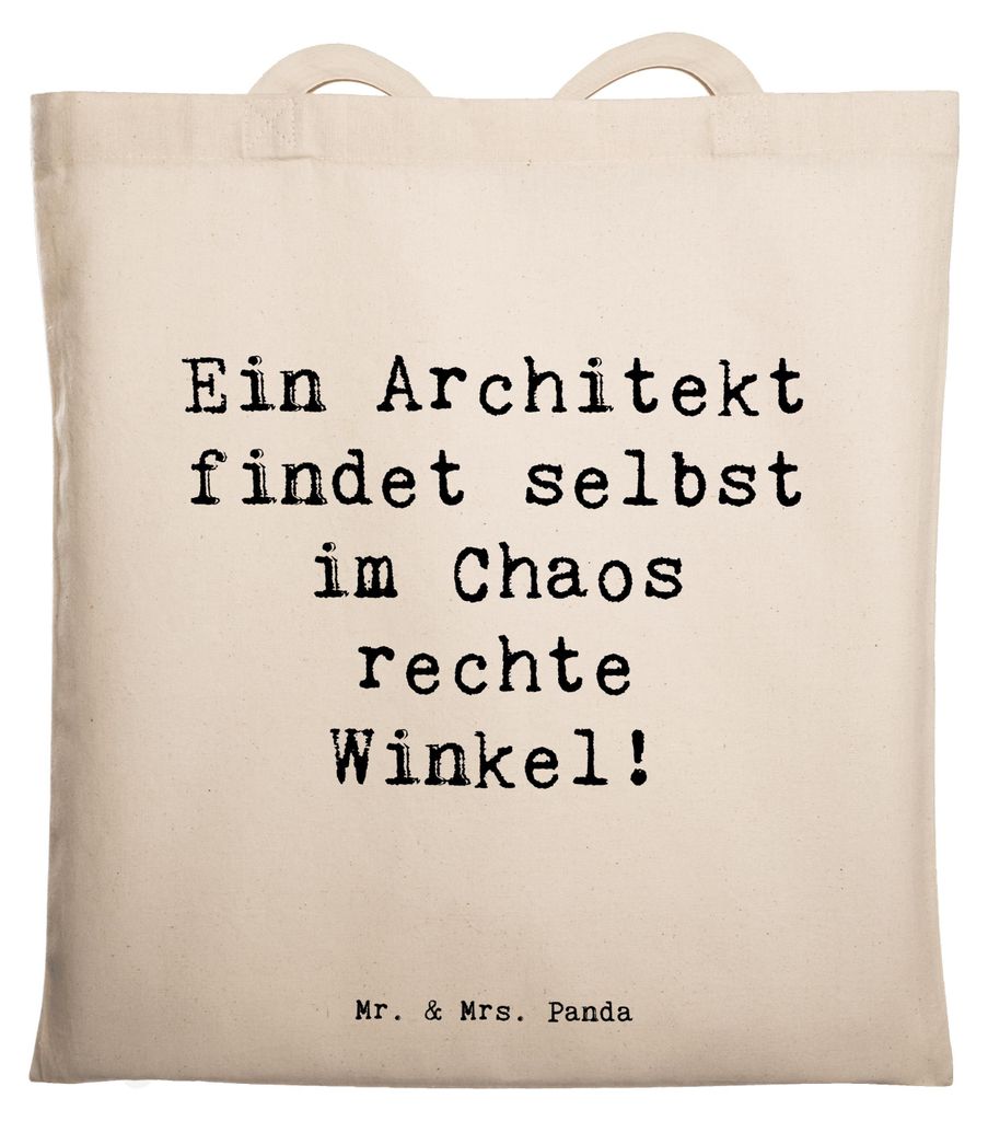 Mr. & Mrs. Panda Beutel Spruch Architekt Chaos - Transparent - Geschenk, Hingabe, kreative Geschenke, Jutetasche, rechte Winkel, Berufspassion, Tot...