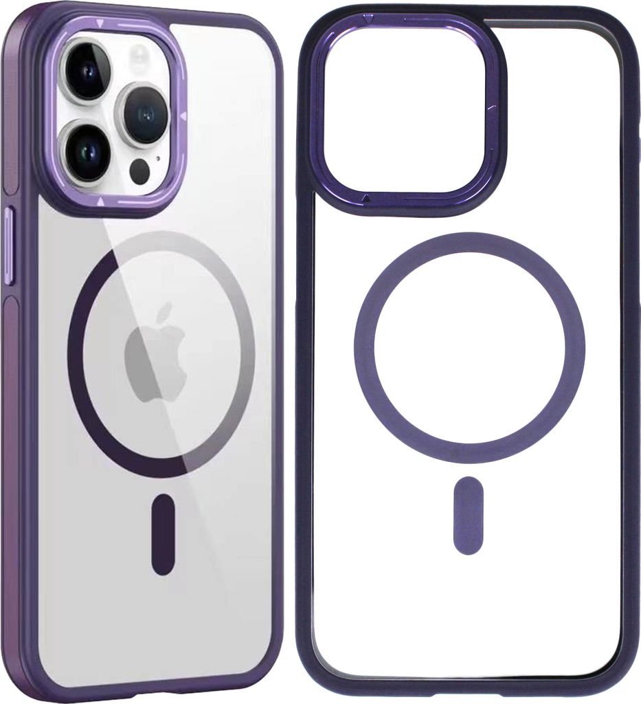 Wörleonline iPhone 14 Pro Max Hülle transparent Case kompatibel mit MagSafe Schutzhülle, Lila