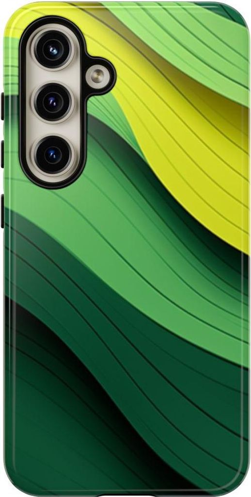 Grün-Gelbes Wellenmuster – Hülle Kompatibel mit Samsung Galaxy S24