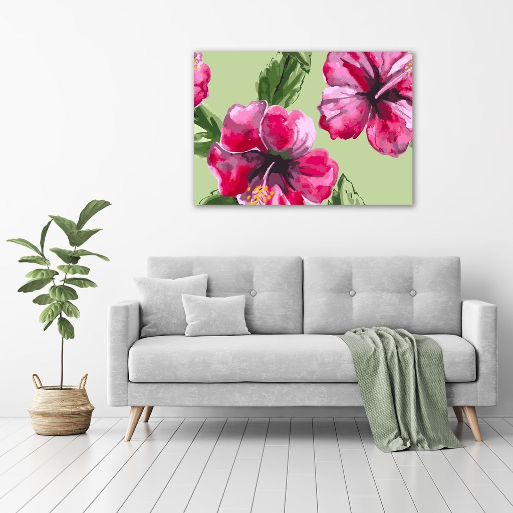 Tulup Glas-Bild - 100 x 70 - Wandbild aus Glas - Wandkunst - Wandbild hinter gehärtetem Sicherheitsglas - Blumen & Pflanzen - Hawaii Blumen - Rosa