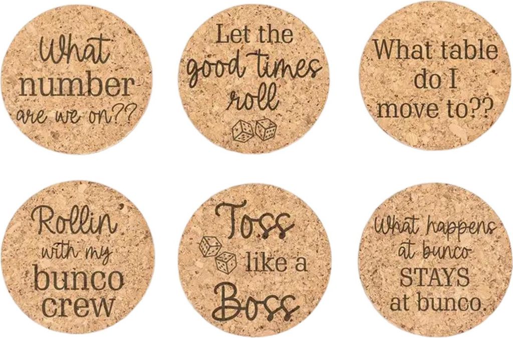 6 Stück Holzuntersetzer, Korkuntersetzer für Getränke, saugfähig, hitzebeständig, für Tee und Kaffee, klassische Kork-Getränkematten, kreati...